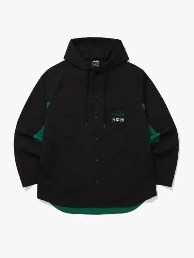 Diadora Kraft Hooded Shirt Jacket BLACK - DIADORA - BALAAN 1