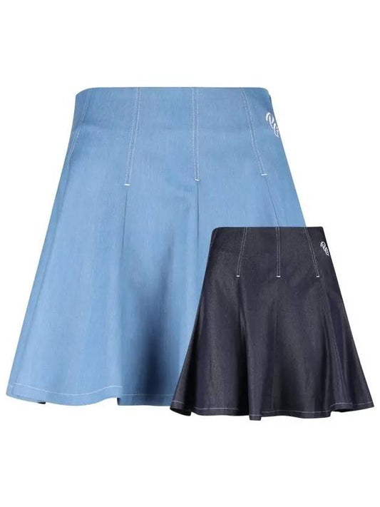 Women s Dart Flare Denim Culottes Skirt YD4M107W - LUX GOLF - BALAAN 1