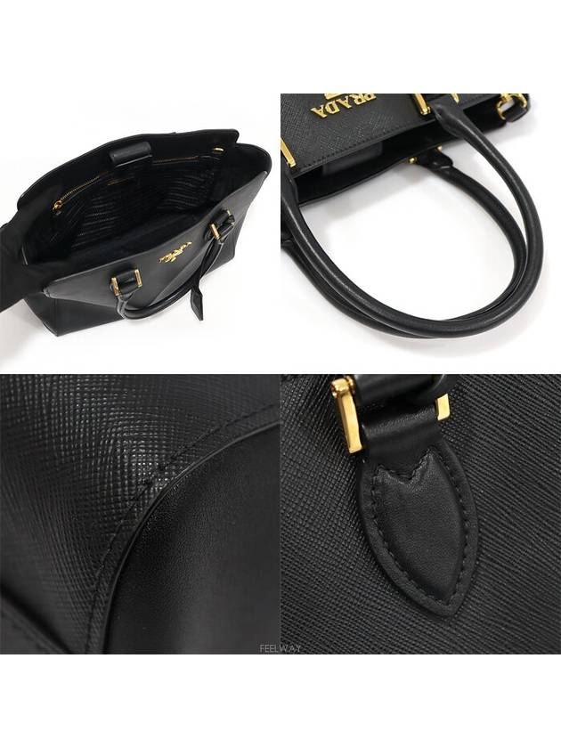 1BA189 Black Saffiano Soft Calfskin Gold Lettering 2WAY - PRADA - BALAAN 5