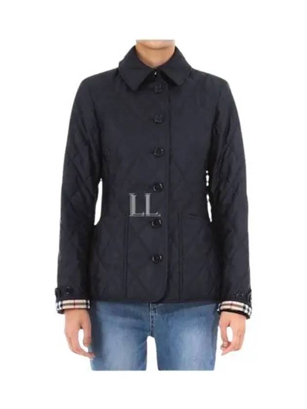 Women's Diamond Quilted Thermoregulated Check Jacket Midnight - BURBERRY - BALAAN 2