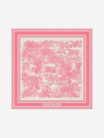 Toile de Jouy Sauvage 90 Square Scarf White Candy Pink - DIOR - BALAAN 1