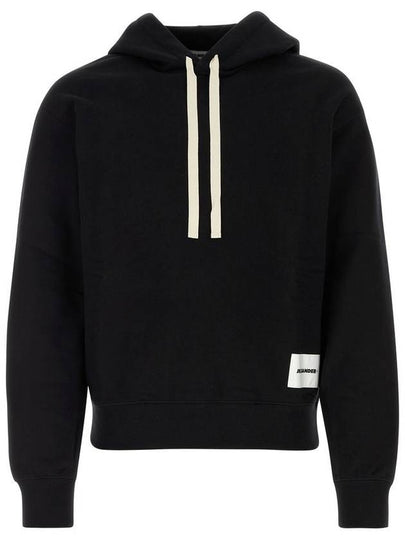 Plus Logo Patch Popover Hoodie Black - JIL SANDER - BALAAN 2