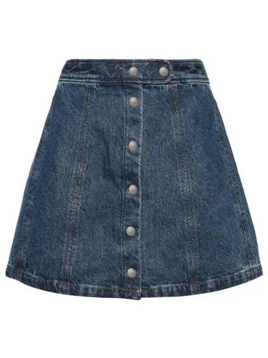 Women's Poppy Front Button Denim A-Line Skirt Blue - A.P.C. - BALAAN 1