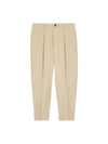 Carrot Fit Cotton Crop Baggy Pants Beige - AMI - BALAAN.