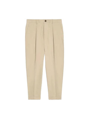 Carrot Fit Cotton Crop BaGGy Pants Beige - AMI - BALAAN 1