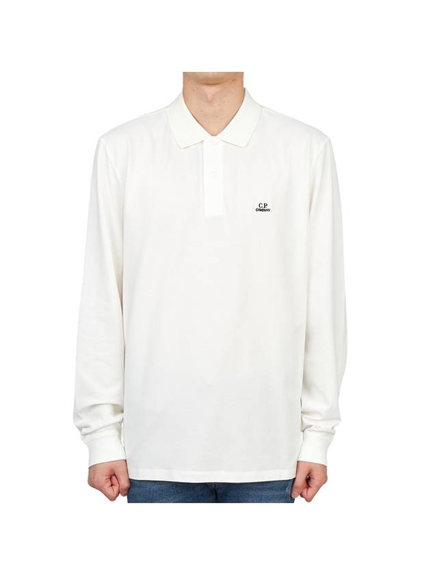 Logo Print Long Sleeve Polo Shirt White - CP COMPANY - BALAAN 2