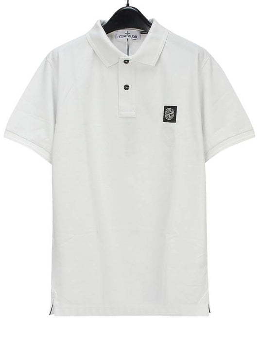 Men's Two Line Wappen Patch Cotton Short Sleeve Polo Shirt White - STONE ISLAND - BALAAN 2