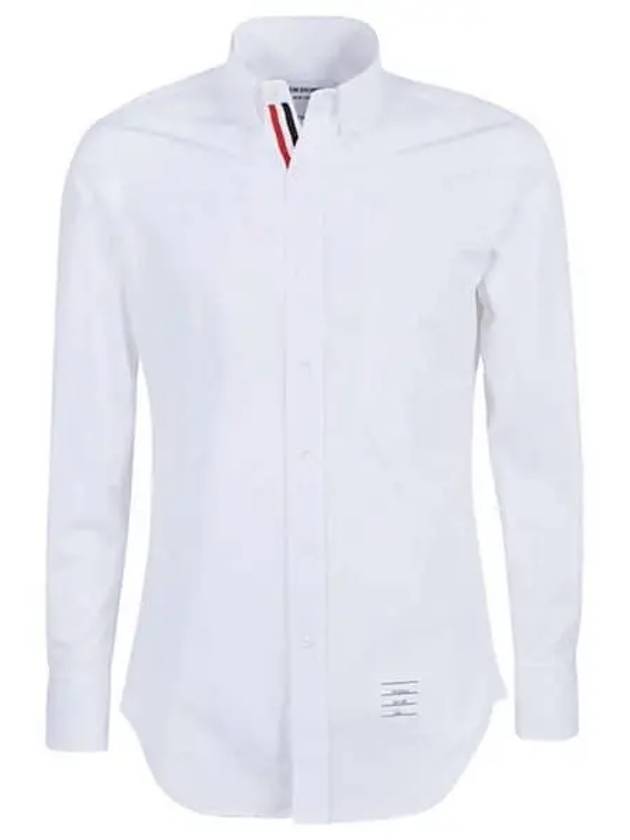 Men's Grosgrain Placket Solid Poplin Long Sleeve Shirt White - THOM BROWNE - BALAAN 2