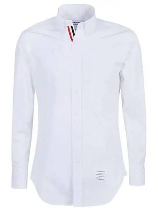 Men's Grosgrain Placket Solid Poplin Long Sleeve Shirt White - THOM BROWNE - BALAAN 2