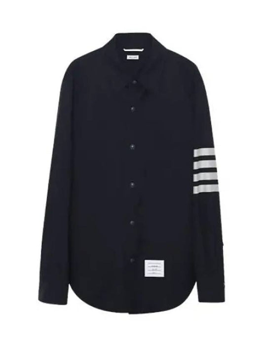 Diagonal striped plain weaving wool snap button shirt type jacket men - THOM BROWNE - BALAAN 1