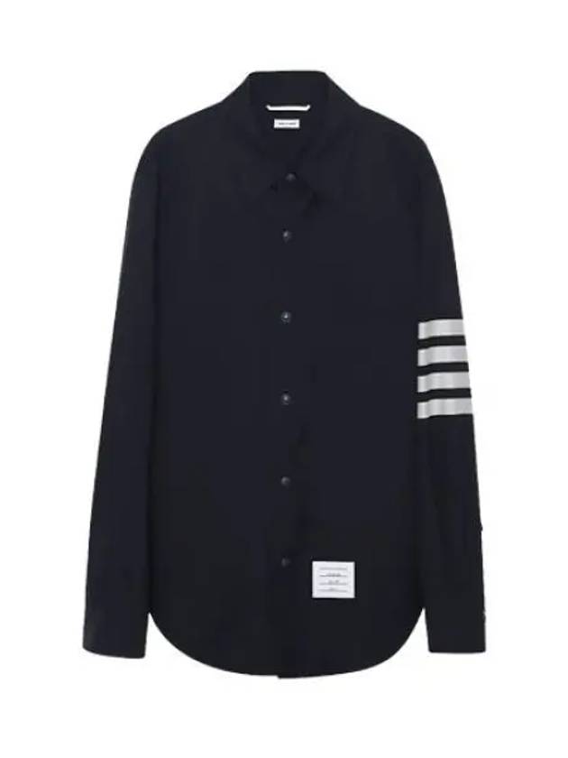 Diagonal stripe plain weaving wool snap button shirt type jacket men - THOM BROWNE - BALAAN 1