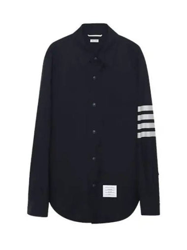 Diagonal striped plain weaving wool snap button shirt type jacket - THOM BROWNE - BALAAN 1