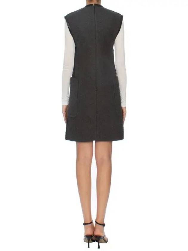 Leather mix wool dress gray 26E932914 - CELINE - BALAAN 4