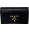 Vitello Gold Logo Saffiano Card Holder Black - PRADA - BALAAN 2