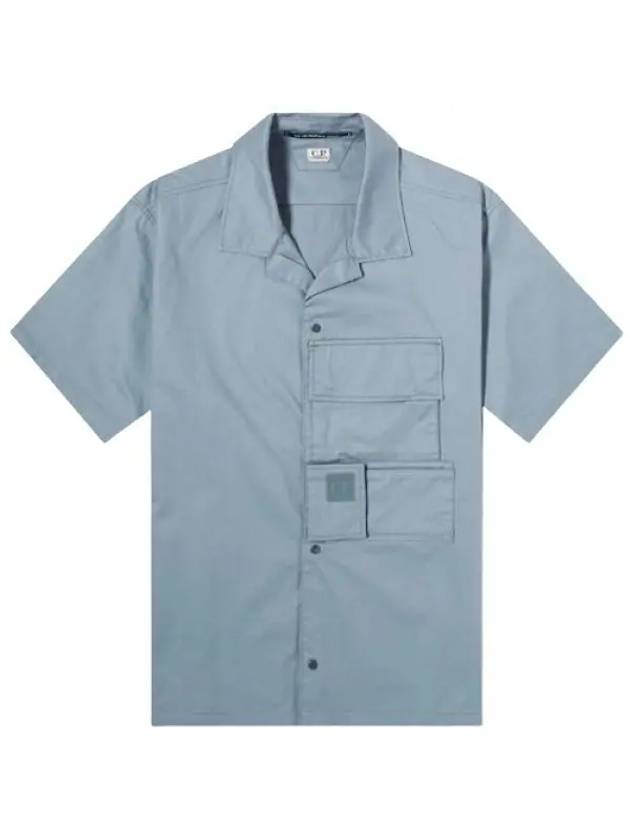 Metropolis Gabardine Short Sleeve Shirt Turbulence - CP COMPANY - BALAAN 2