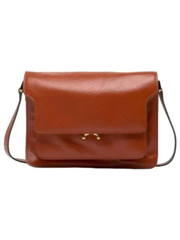 Medium Tumbled Leather Trunk Soft Shoulder Bag Rust - MARNI - BALAAN 1