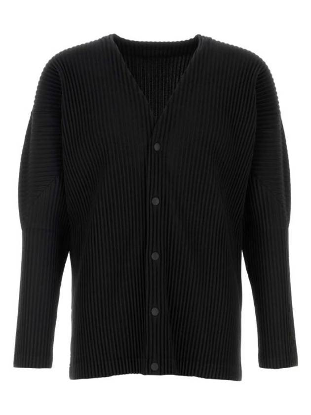 V-Neck Pleat Cardigan Black - ISSEY MIYAKE - BALAAN 2