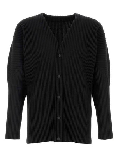 V-Neck Pleat Cardigan Black - ISSEY MIYAKE - BALAAN 2