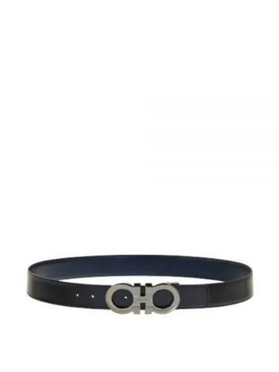 Gancini Reversible Leather Belt Navy Black - SALVATORE FERRAGAMO - BALAAN 2