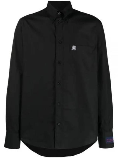 Embroidered Logo Cotton Long Sleeve Shirt Black - MSGM - BALAAN 2