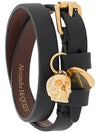 Gold Hardware Skull Buckle Leather Bracelet Black - ALEXANDER MCQUEEN - BALAAN 2