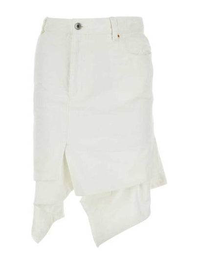 Asymmetric Design Denim Cotton A-Line Skirt White - SACAI - BALAAN 2