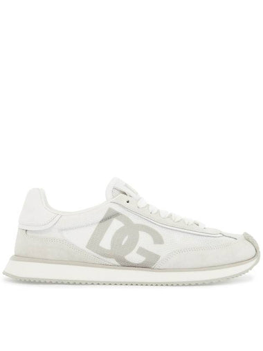 white leather low-top sneakers with dg logo - DOLCE&GABBANA - BALAAN 1