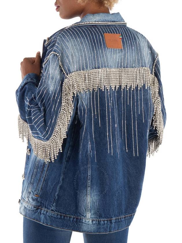 Philipp Plein Crystal Fringe Denim Jacket, Size X-Small - PHILIPP PLEIN - BALAAN 3