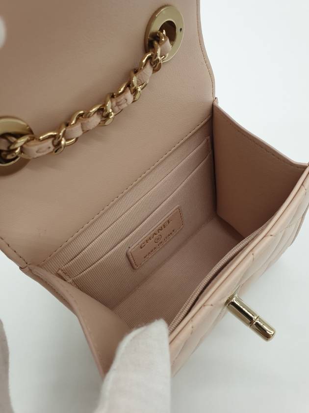 gold CC logo chain lambskin mini cross bag pink beige - CHANEL - BALAAN 8