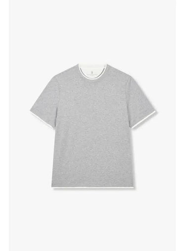 10 epoint Men s Easy Layered Cotton T Shirt Melange Gray - BRUNELLO CUCINELLI - BALAAN 1