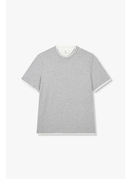 Men s Easy Layered Cotton T Shirt Melange Gray - BRUNELLO CUCINELLI - BALAAN 1