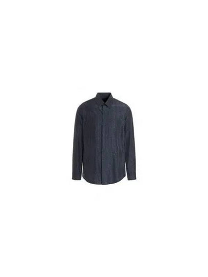 Men's Silk Long Sleeve Shirt Blue - FENDI - BALAAN 2