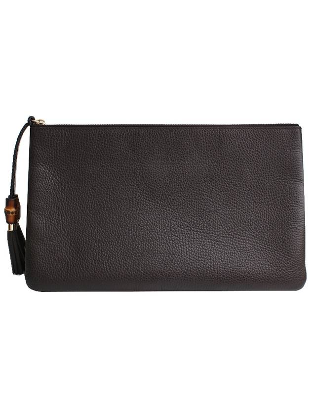 Deep brown bamboo leather clutch bag - GUCCI - BALAAN 1