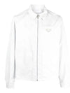 Triangle Logo Re-Nylon Zip Up Jacket White - PRADA - BALAAN 3