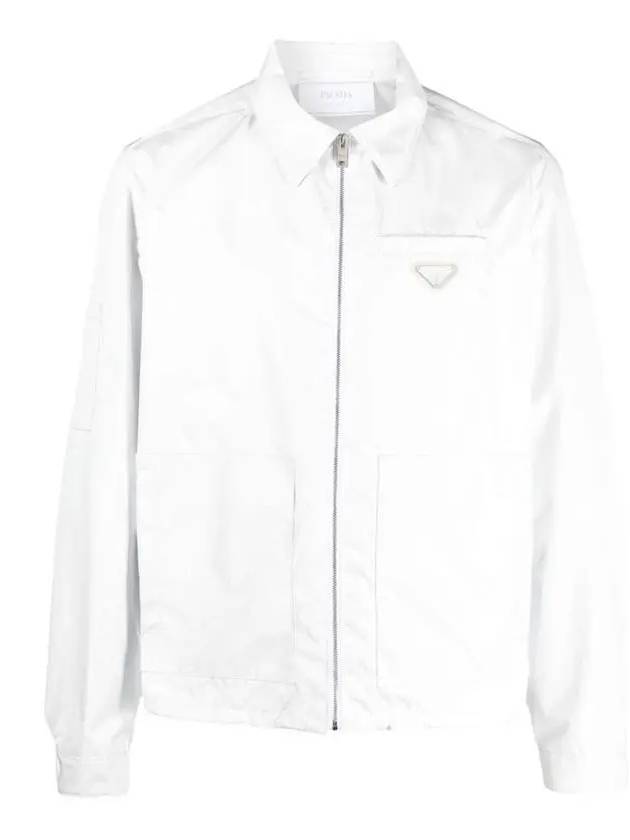 Triangle Logo Re-Nylon Zip Up Jacket White - PRADA - BALAAN 3