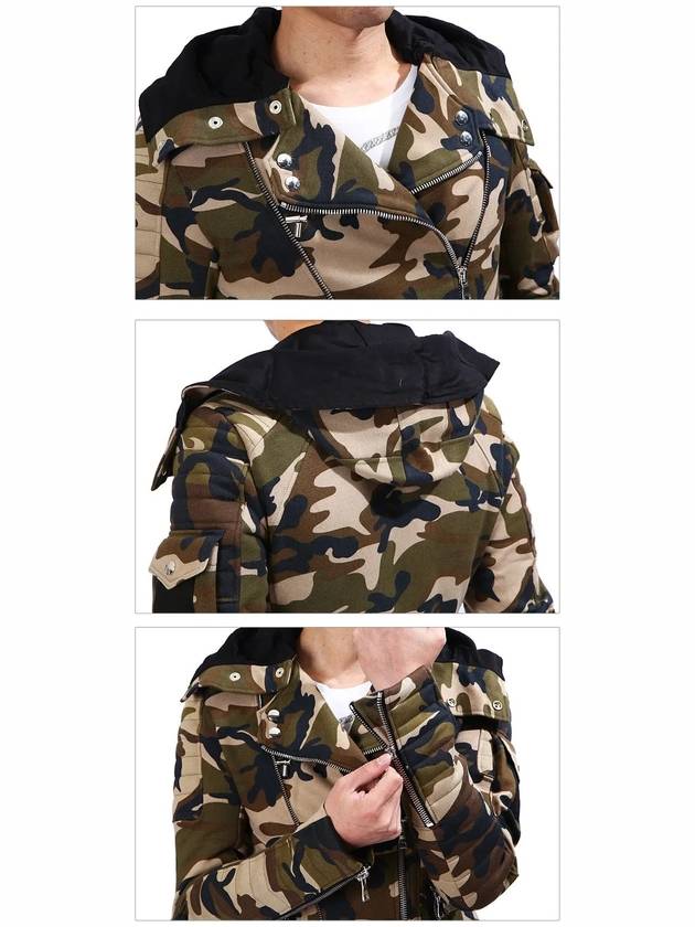 Camo Biker Hooded Jacket Green - BALMAIN - BALAAN 6