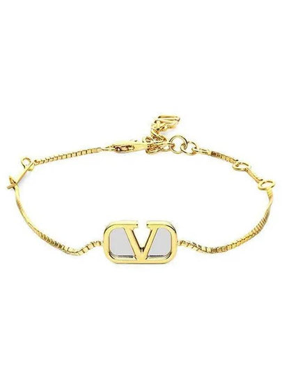 Men's V Logo Metal Bracelet Gold - VALENTINO - BALAAN 2