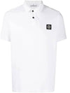 Men's Logo Patch Short Sleeve Cotton Polo Shirt White - STONE ISLAND - BALAAN 3