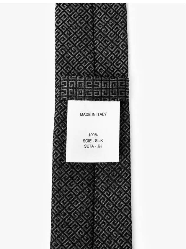 4G All Over Embroidered Logo Silk Tie Black - GIVENCHY - BALAAN 4