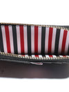 Stripe Zip Around Pebble Grain Leather Card Wallet Black - THOM BROWNE - BALAAN 6