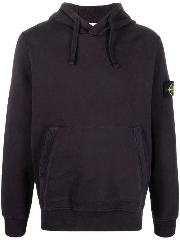 Wappen Patch Cotton Fleece Hoodie Black - STONE ISLAND - BALAAN 1