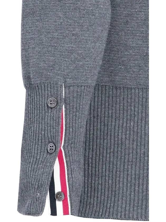 Milano Stitch 4 Bar Classic V Neck Fine Merino Wool Cardigan Medium Grey - THOM BROWNE - BALAAN 6