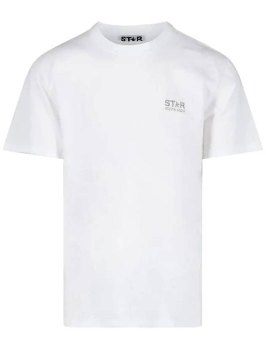 Men's Silver Star Glitter Logo Short Sleeve T-Shirt White - GOLDEN GOOSE - BALAAN 2