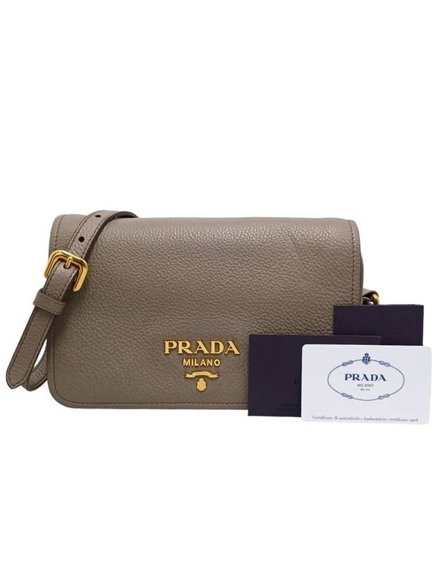 Women s 1BD163 Gray Vitello Phoenix Gold Logo Cross Bag - PRADA - BALAAN 11