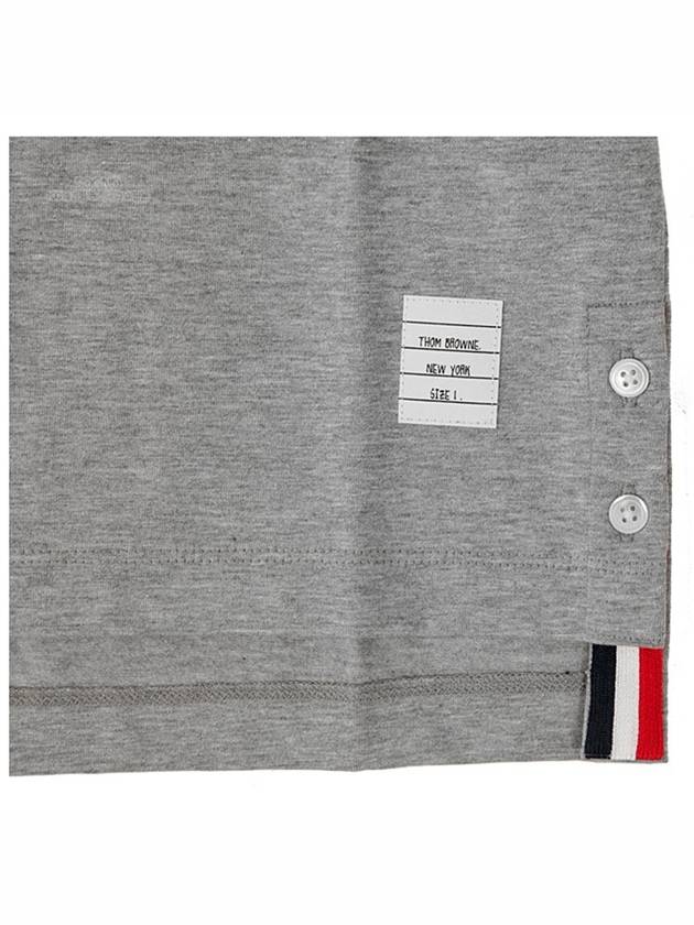 Men's Cotton Jersey Ringer Short Sleeve T-Shirt Gray - THOM BROWNE - BALAAN 6
