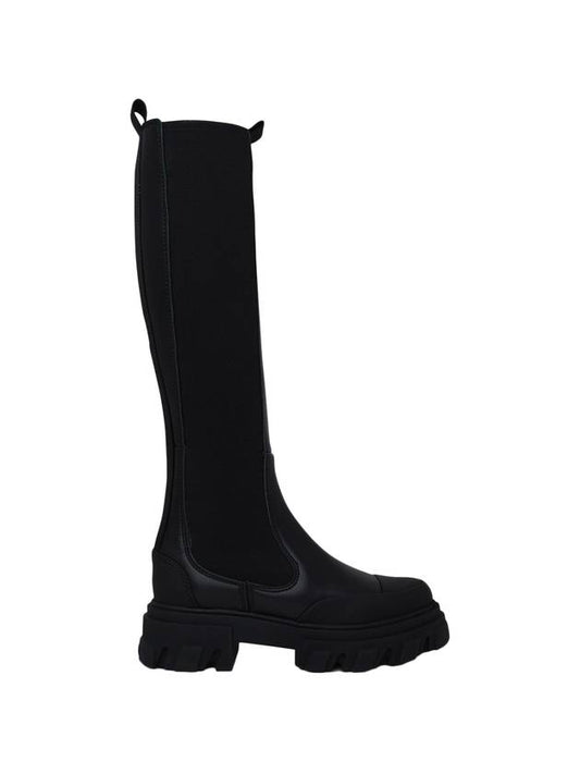 knee high Chelsea boots black - GANNI - BALAAN.