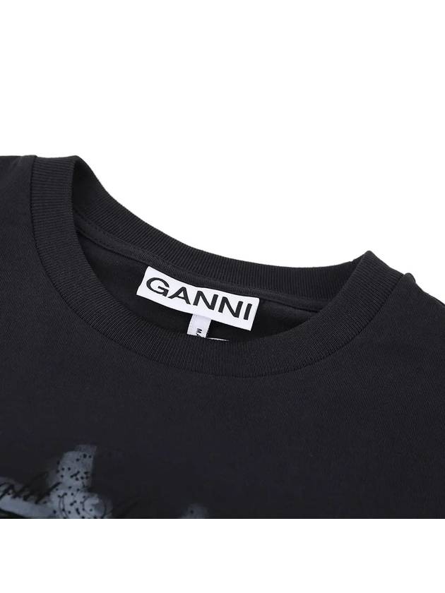 Moonlight Print Short Sleeve T-Shirt Grey - GANNI - BALAAN 4