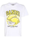 Relaxed Lemon T-Shirt Bright White - GANNI - BALAAN 2