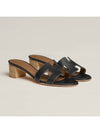 Oasis Calfskin Slipper Heels Noir Piqures Ecrues - HERMES - BALAAN 2