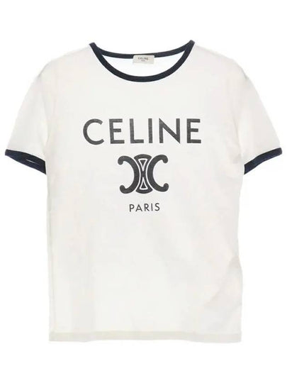 Paris T-Shirt in Cotton Jersey Black White - CELINE - BALAAN 2